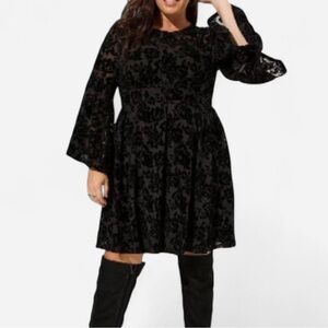 Torrid Black Mini Mesh Bell Sleeve Dress